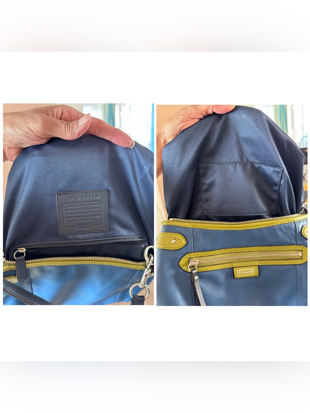 Coach Daisy Spectator Glovetanned blue and green leather EUC - Picture 16 of 17